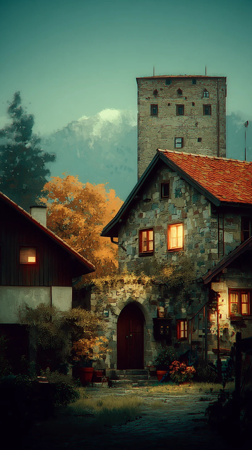 Castelo de conto de fadas retrô em uma ilustração de fantasia nostálgica