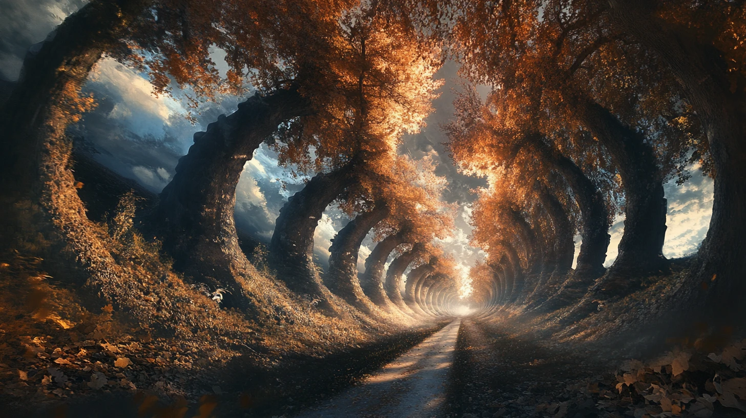 Surreal Optical Illusion Scene With Multiple Interwoven Images