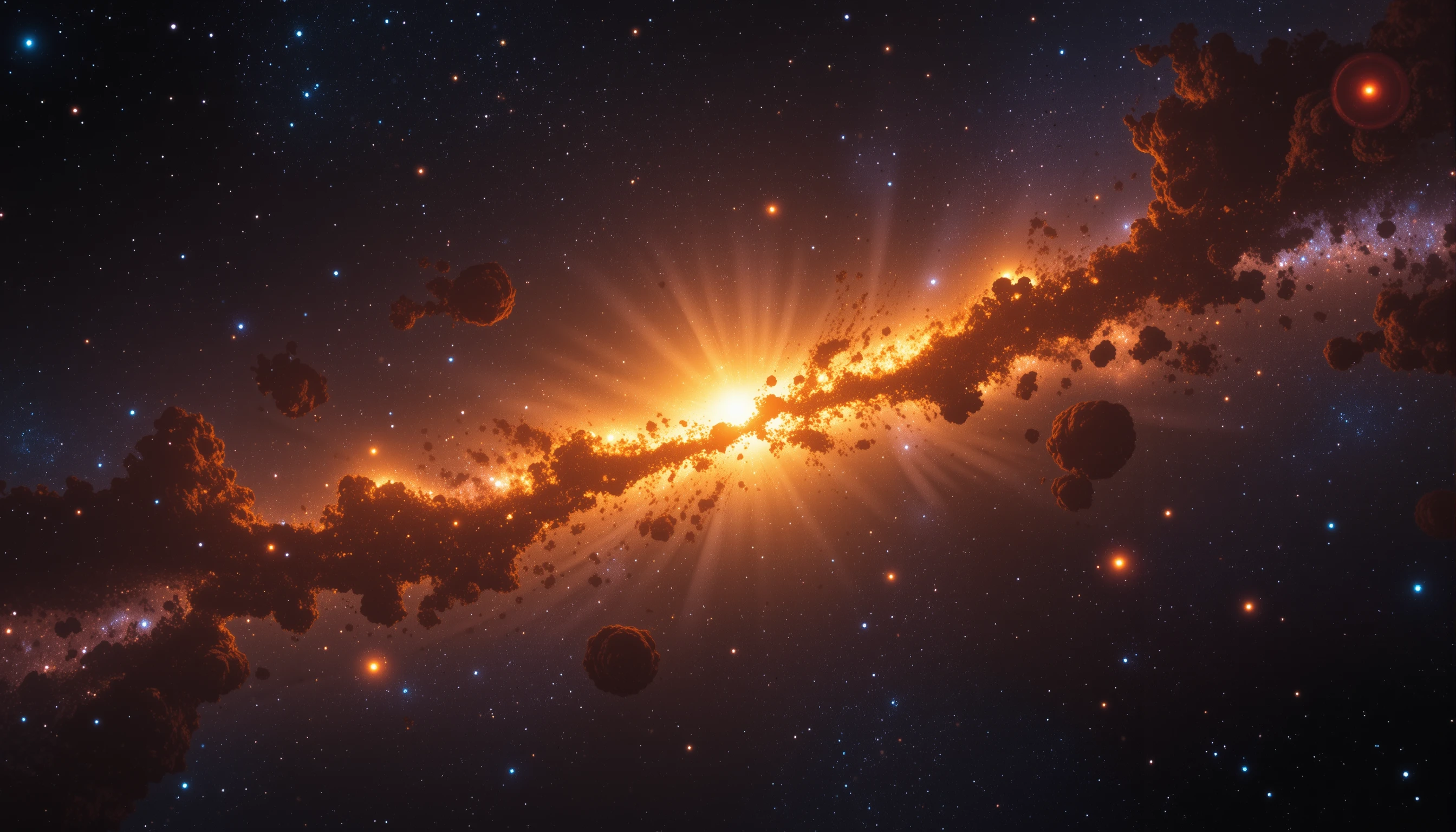 Núcleo Luminoso da Via Láctea Brilhando no Profundo Espaço Interestelar