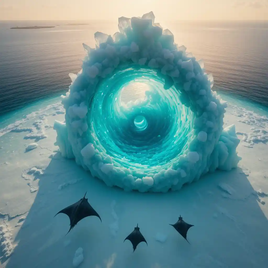 Vista aerea di un iceberg luminoso nel mare dei Caraibi tropicali