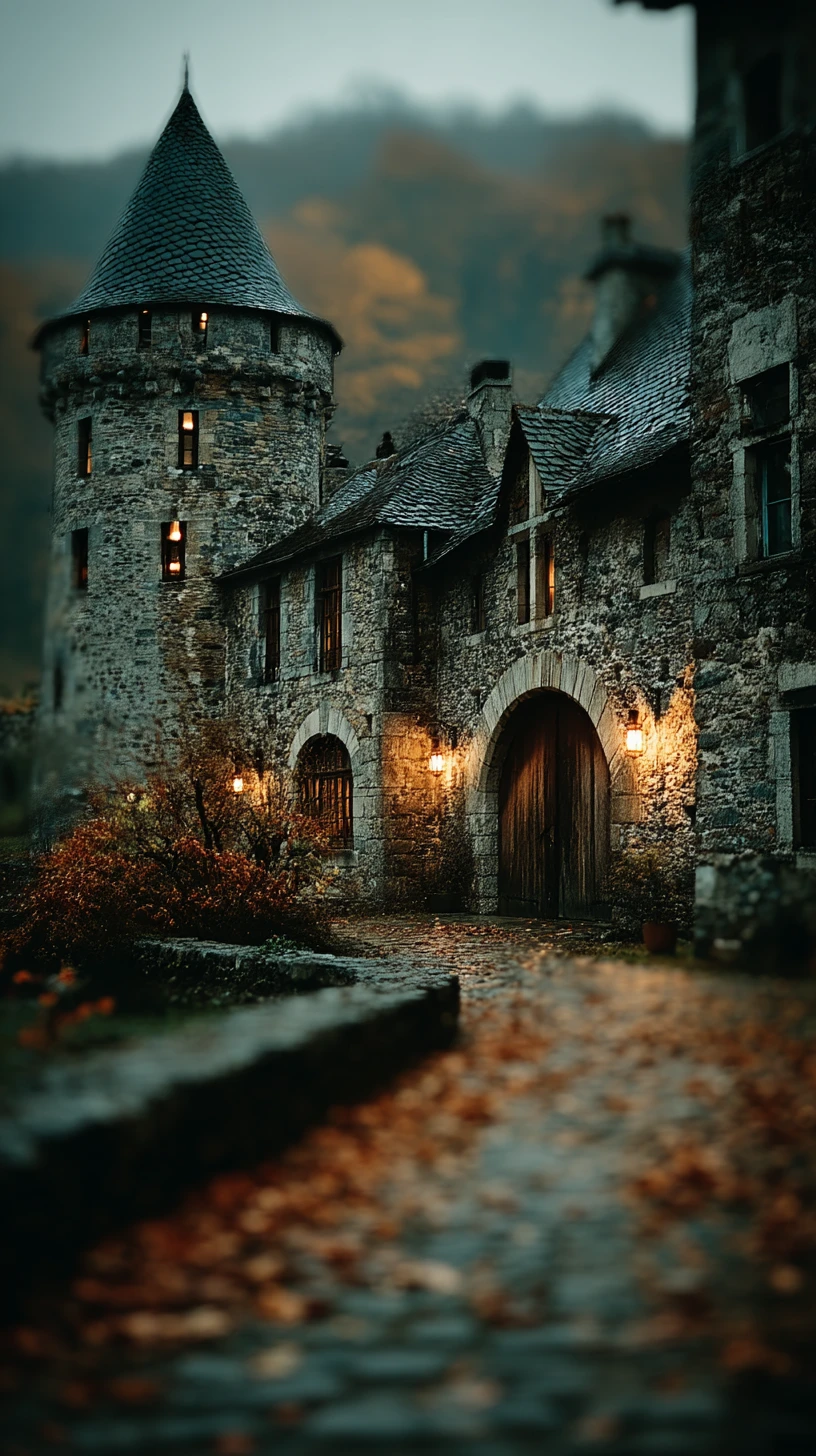 Castelo de Conto de Fadas Retrô em Ilustração Fantástica Nostálgica