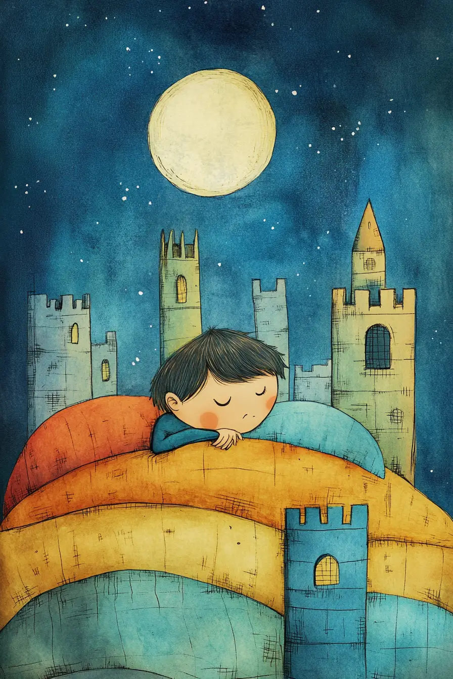Sleeping little villain resting under soft moonlight