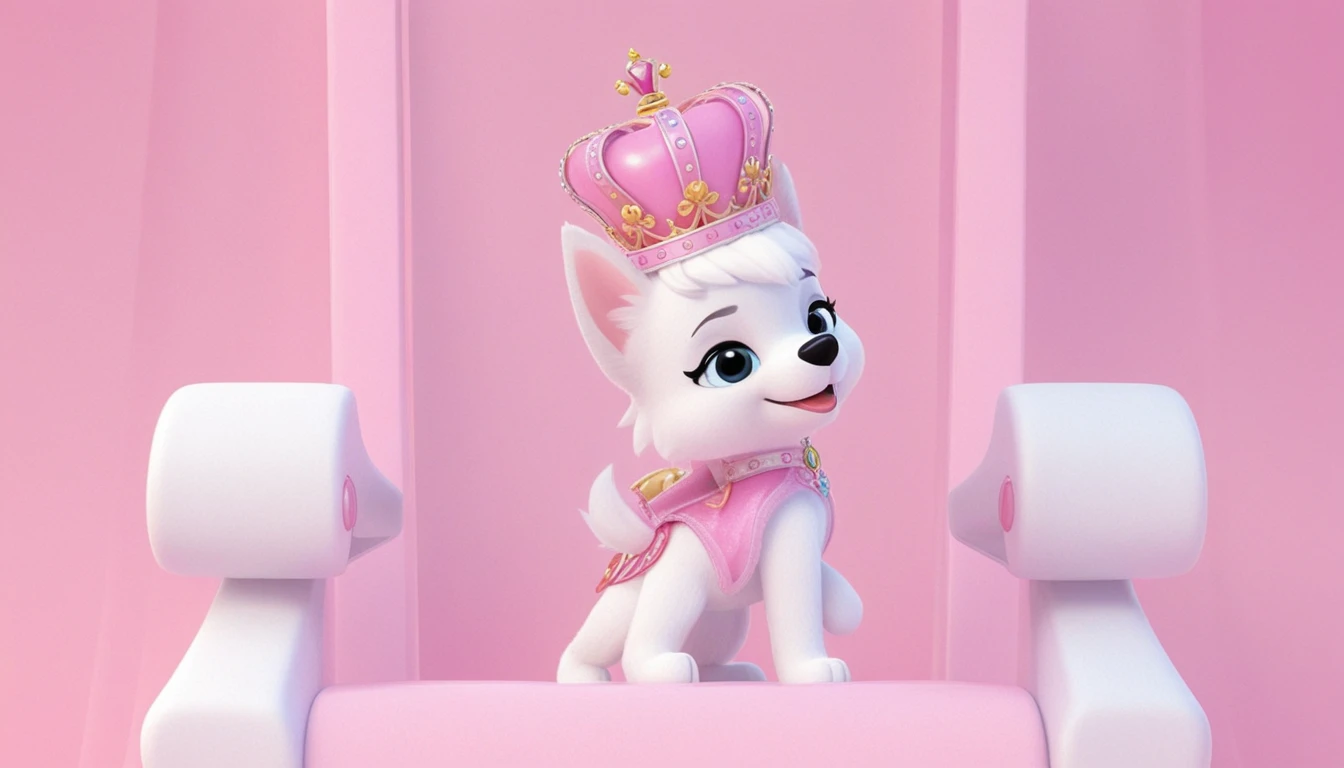 Mascote de cachorrinha princesa capturada em moldura de foto widescreen