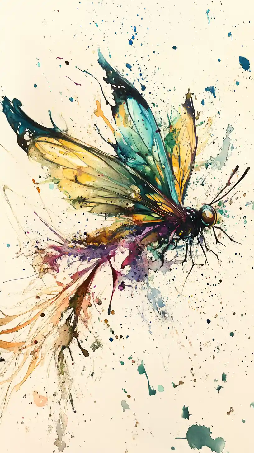 Fairy Dissolving Into Ink And Watercolor On White Background