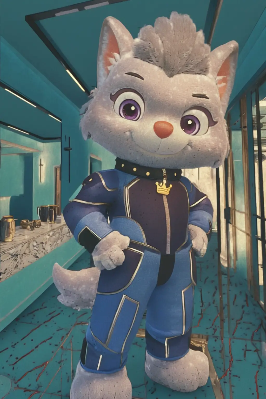 Photo mascot character captured in a realistic scene