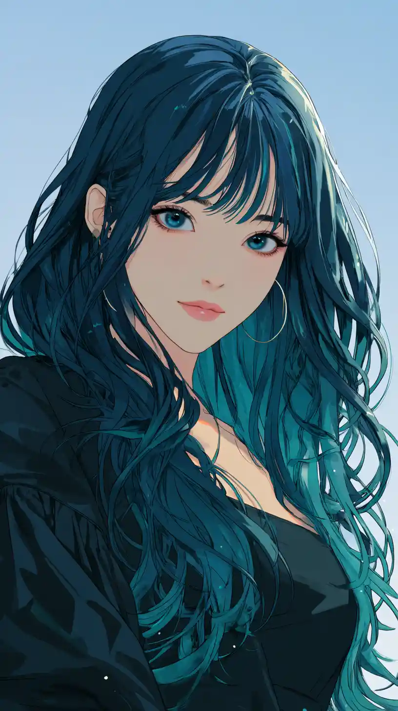 Ragazza anime in piedi sull’acqua all’alba tranquilla