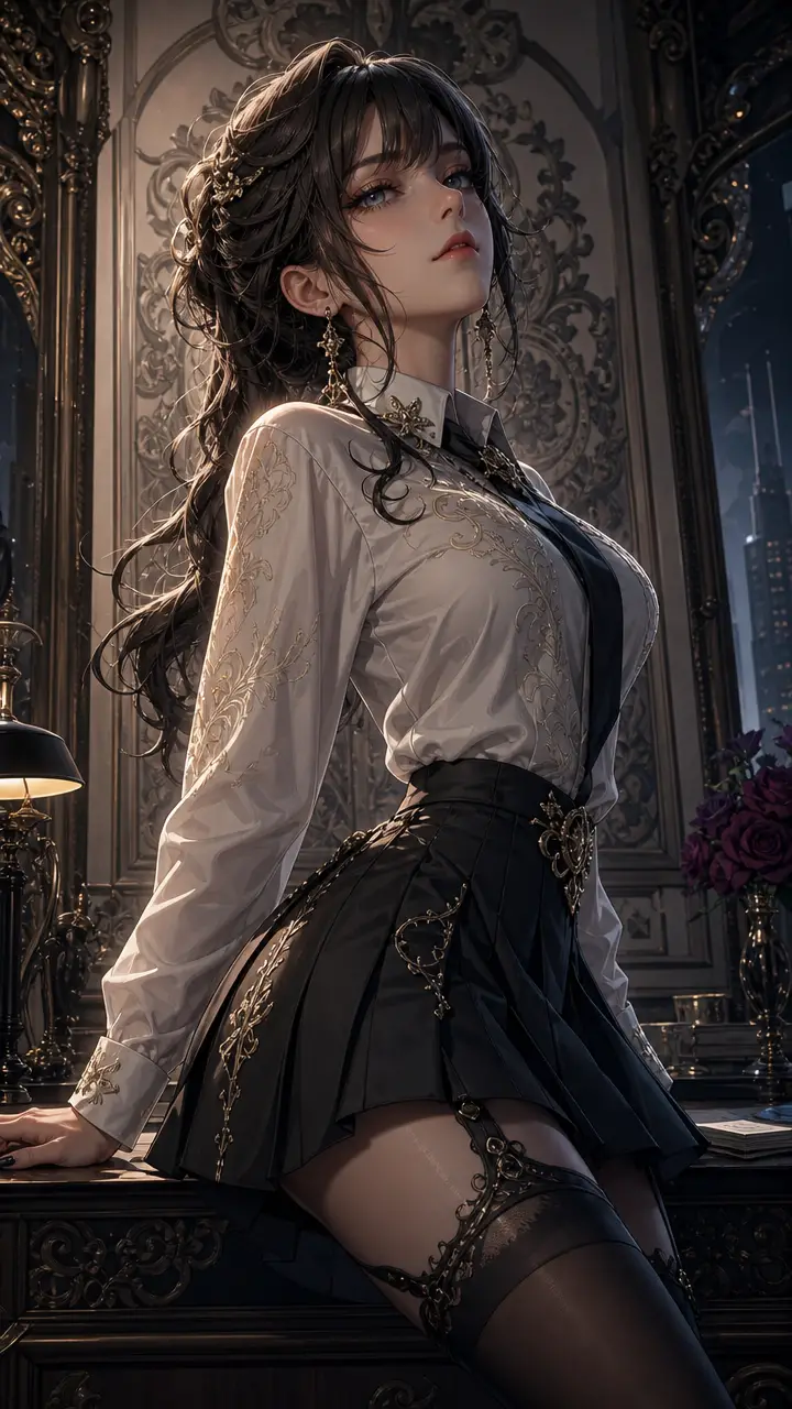 3d anime portrait of elegant woman in baroque outfit