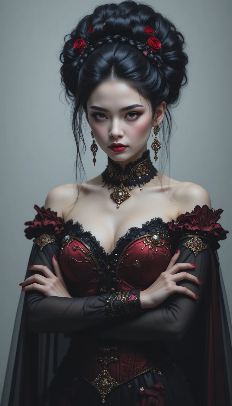 Potente vampira con corsetto scarlatto – ritratto