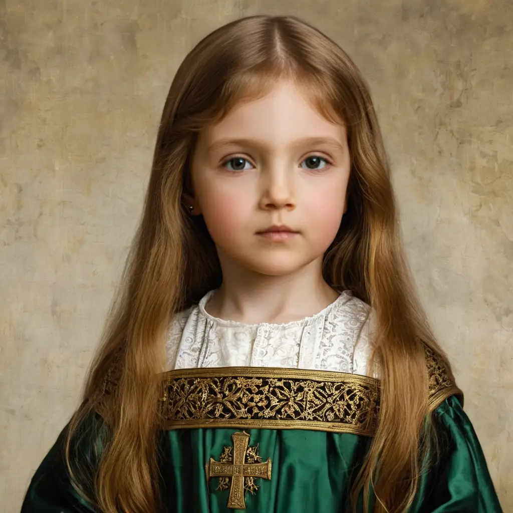 Renaissance portrait of a young Welsh girl with long hair