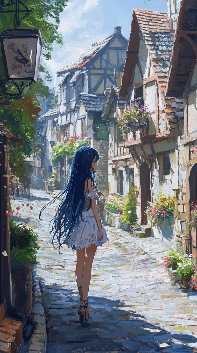 小村莊情人節早晨的動漫少女