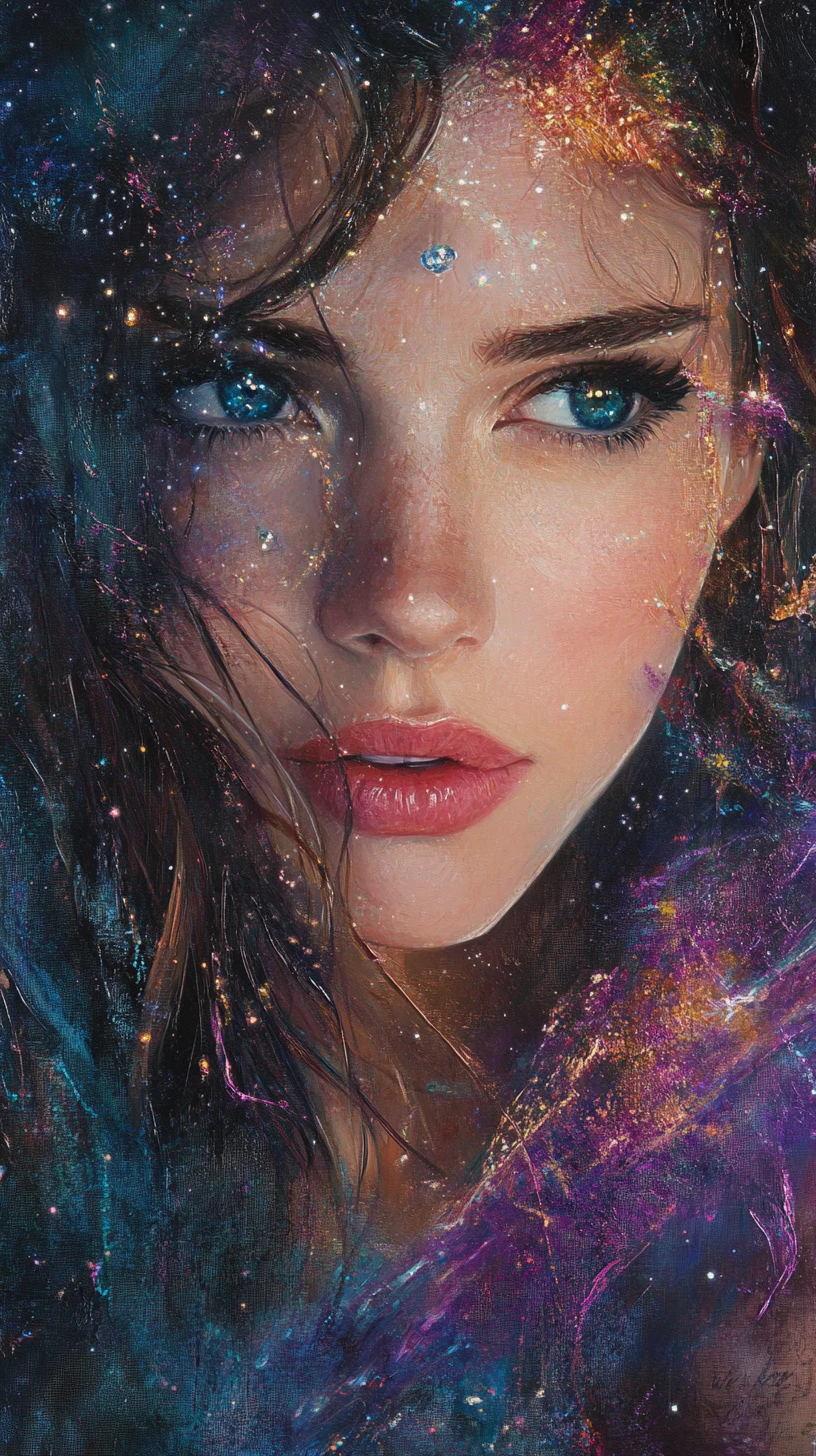 Portrait de fantasy romantique d’une fille au regard infini
