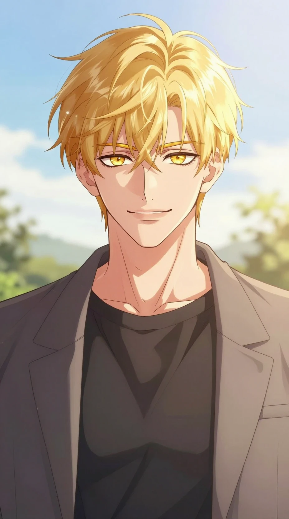 Jovem confiante em estilo anime ao nascer do sol ao ar livre