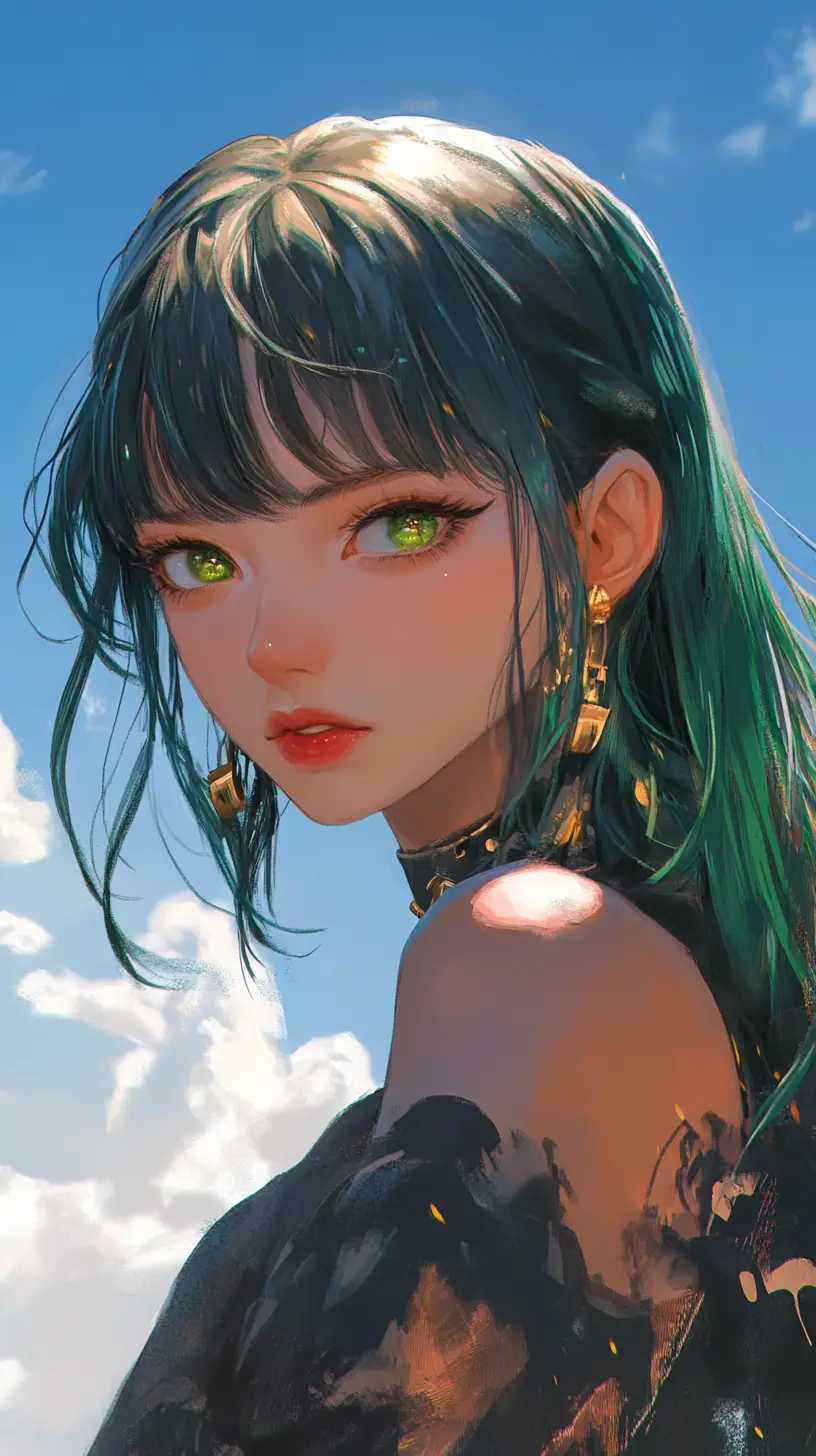 Anime-Pilotin mit vom Wind verwehtem Haar und Fliegerbrille