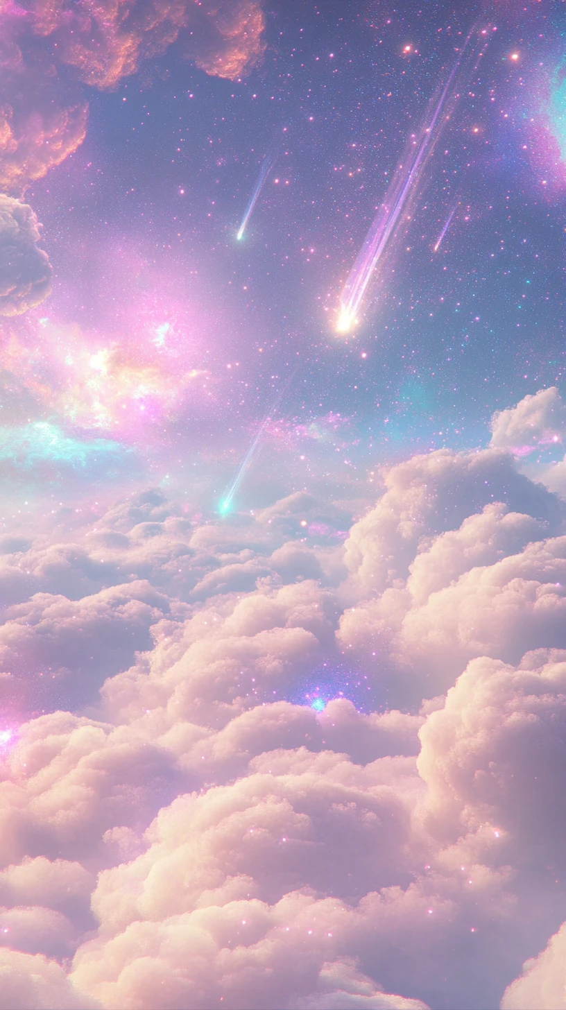 Ethereal pastel dreamscape sky with crystalline starlight
