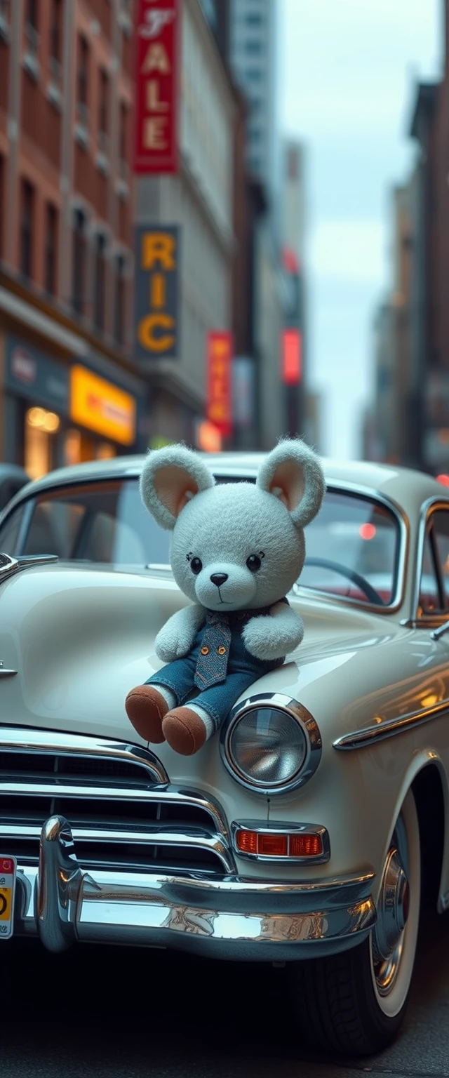 Carro americano animado inspirado em uma cena de cápsula urbana