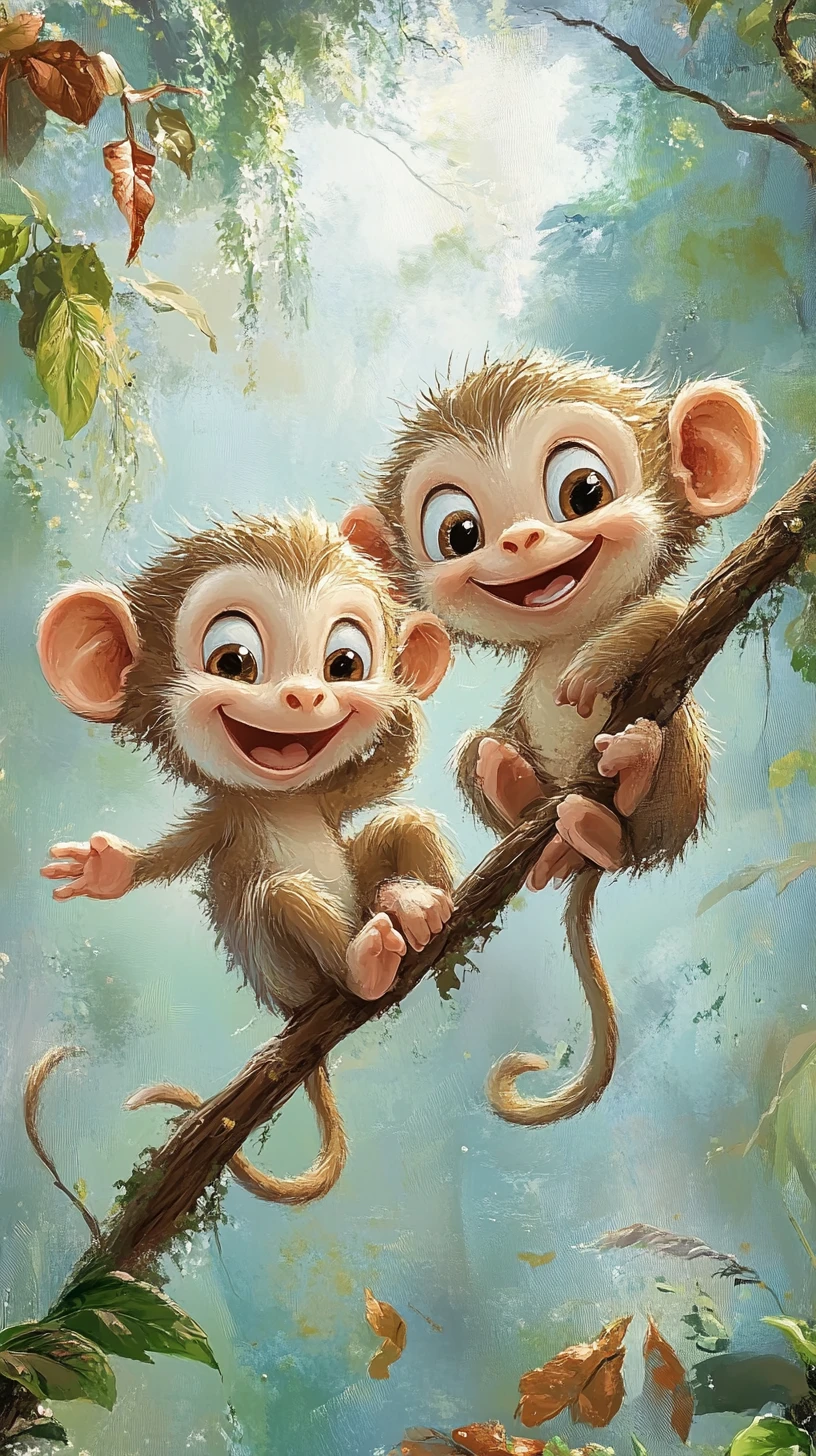 Lemmings de desenho animado e macacos brincalhões em uma cena divertida