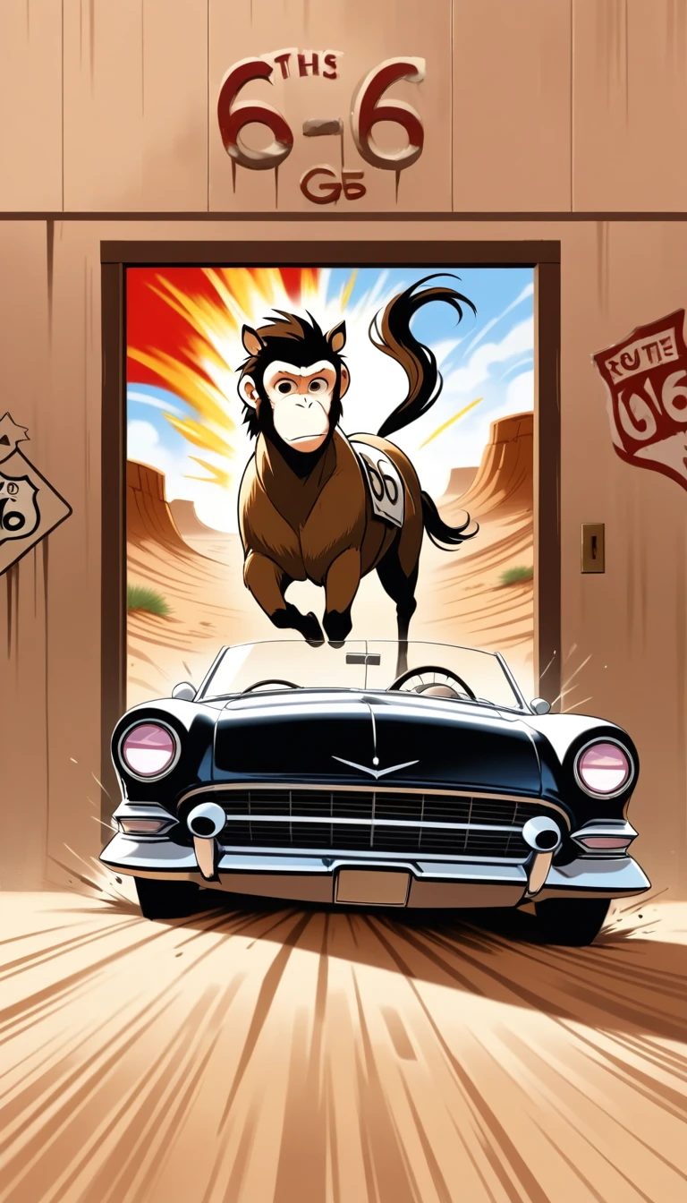 Mural cômico de cowboy e cavalo nas portas traseiras de caminhão