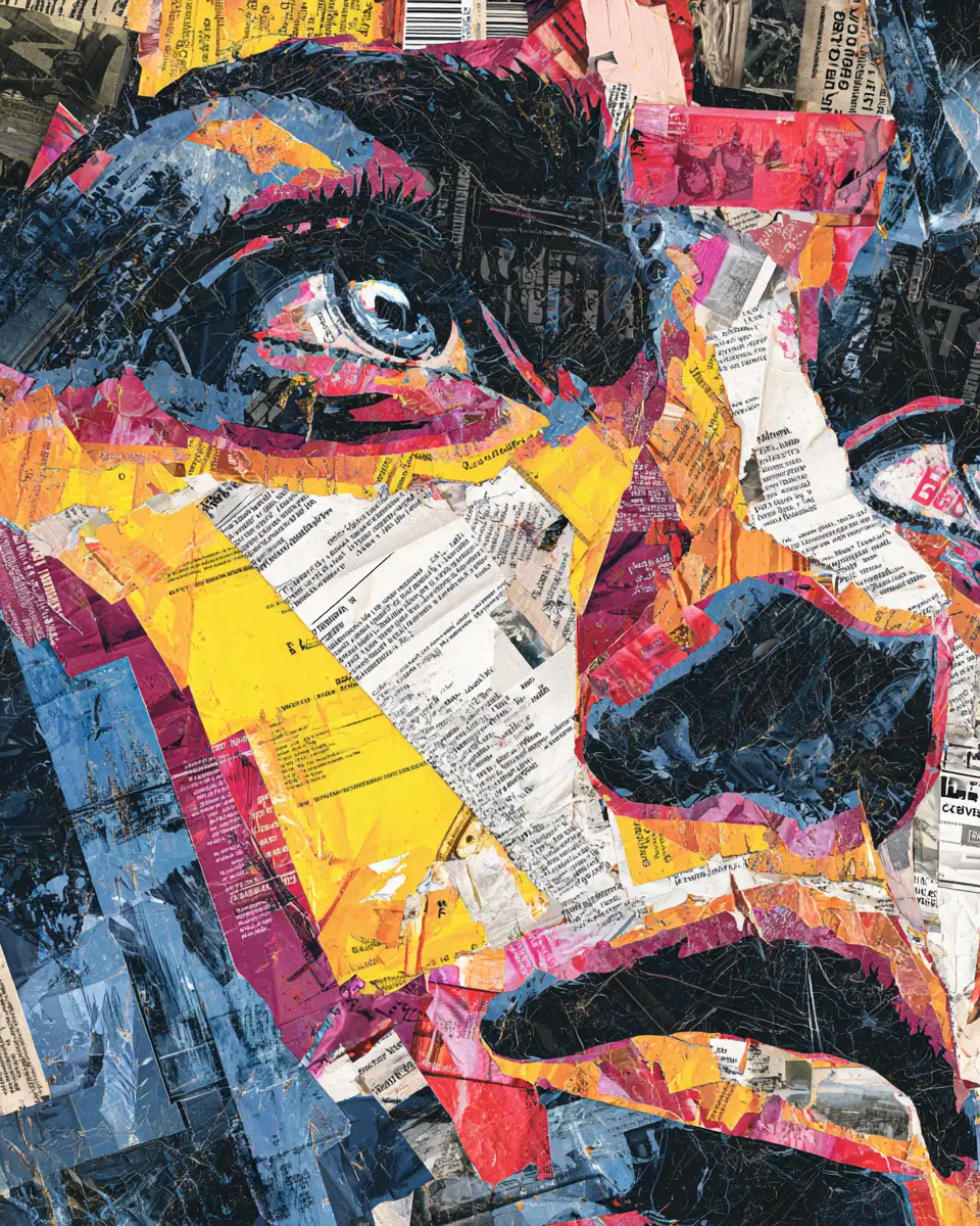 Collage graphique abstrait inspiré par des images de photobomb