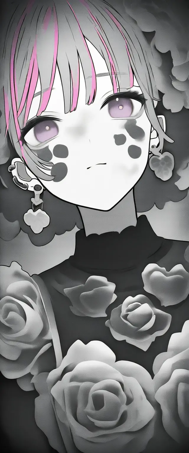Fille d’anime gothique avec oreilles de chat en tenue de maid à volants