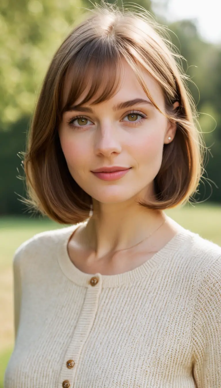 Jeune femme en tenue preppy vintage dans la douce lumière de l’aube