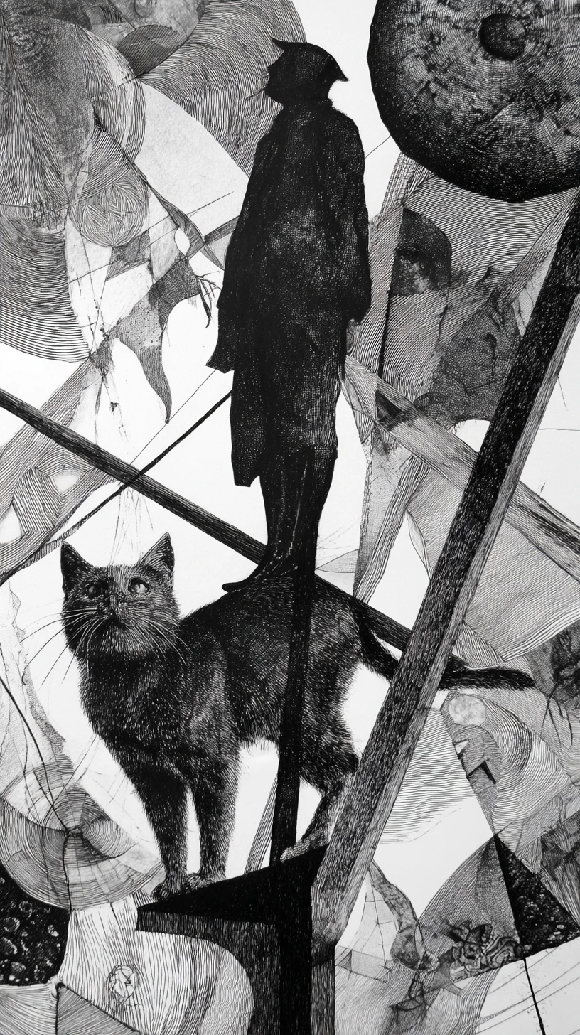 Confident man walking a tightrope with poetic energy