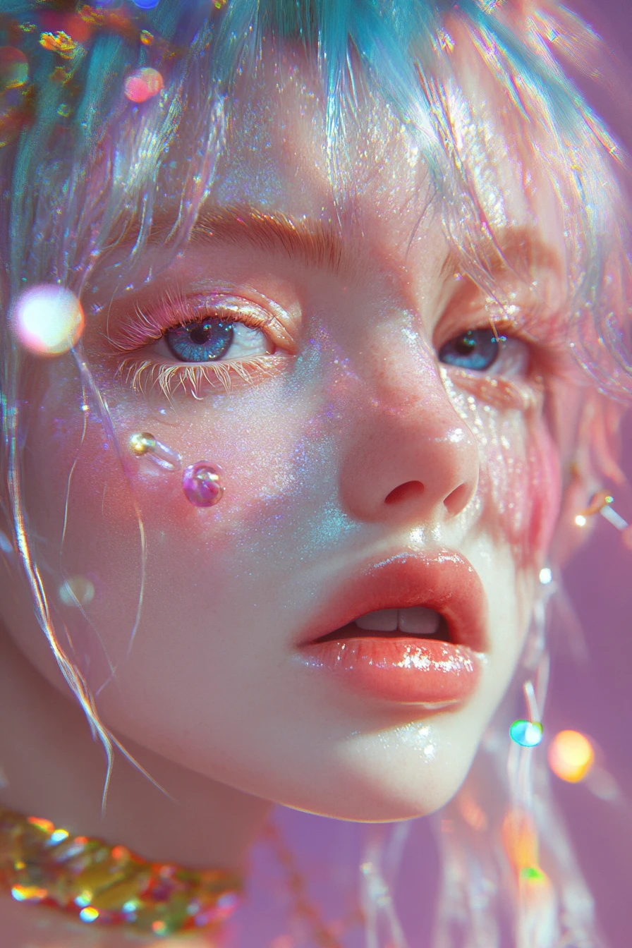 Whimsical pastel fairy cartoon with baroque inspired glamor