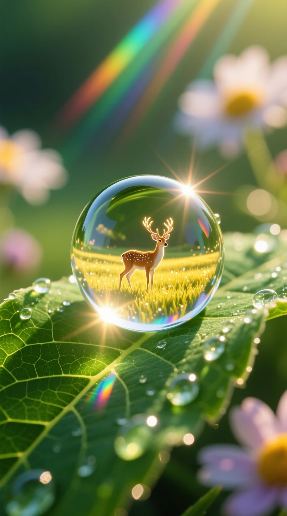 閃耀露珠微距與魔幻草地倒影