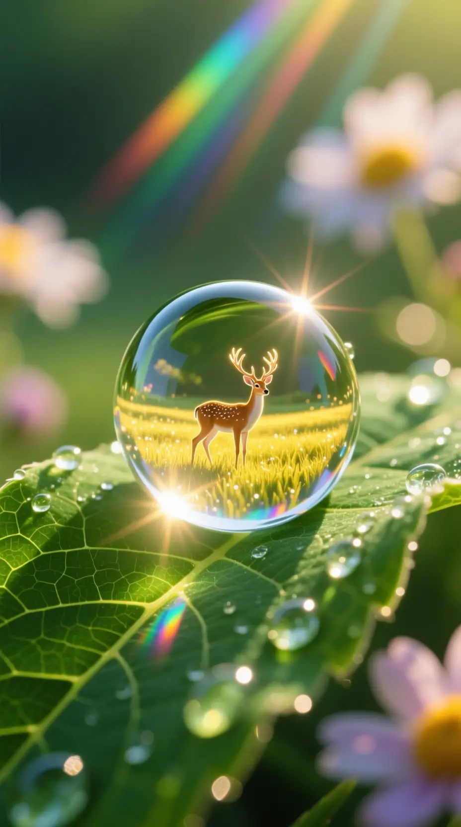 閃耀露珠微距與魔幻草地倒影