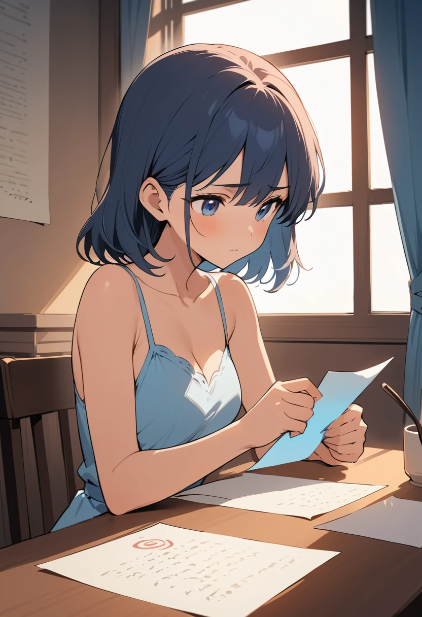 Fille Lisant une Lettre à la Lumière du Matin près de la Fenêtre