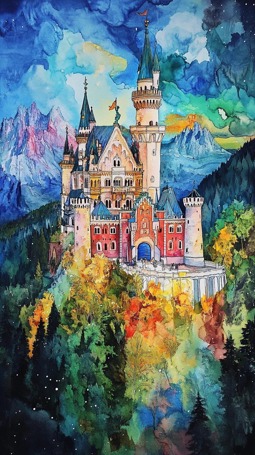 Buntes Alcohol-Ink-Gemälde einer Vintage-Gedichtsseite