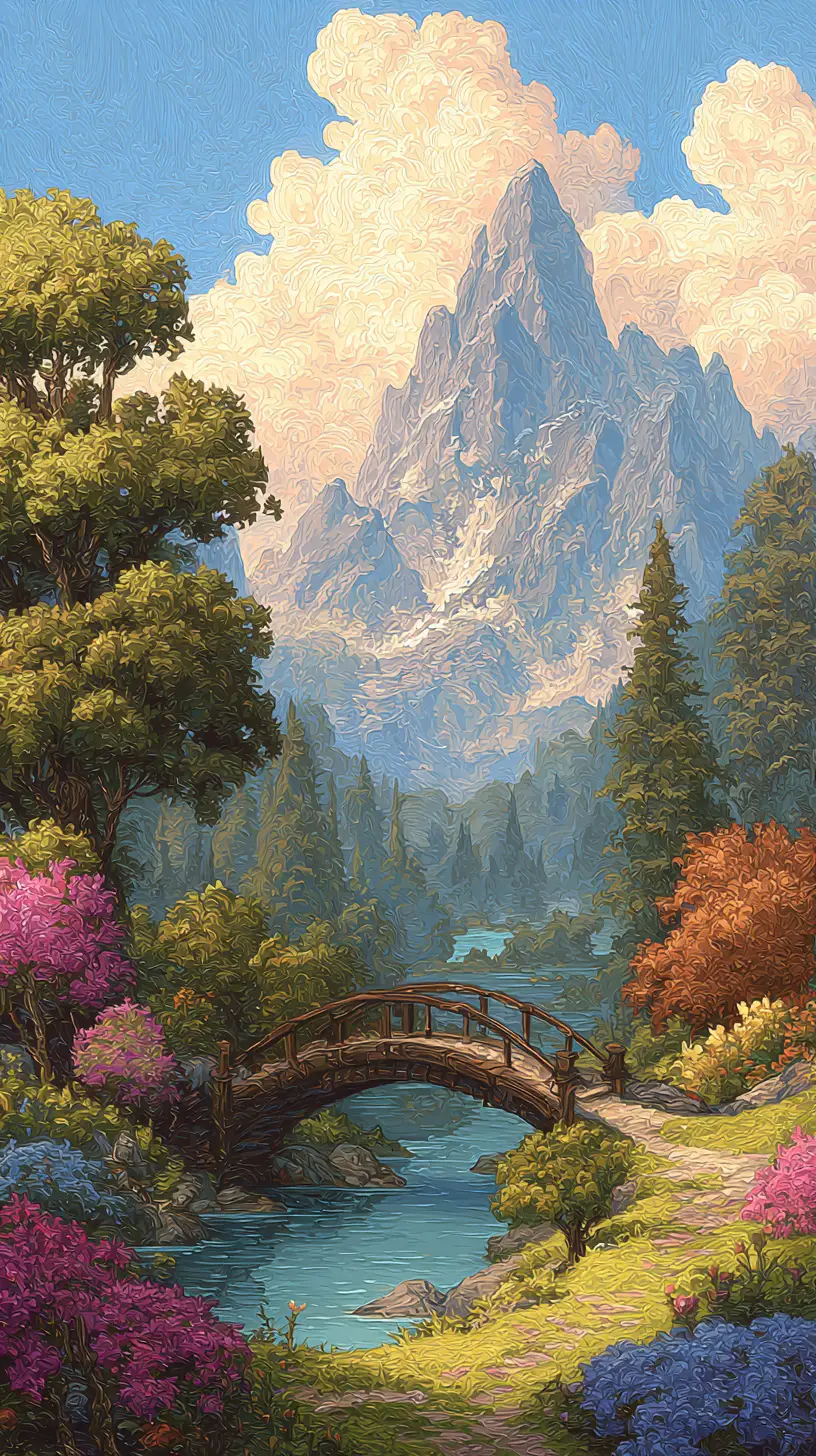 Paesaggio fluviale da sogno con montagne e foresta
