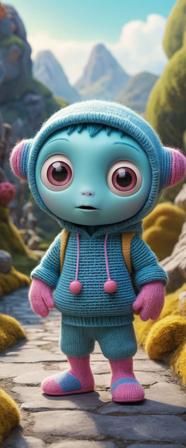 Adorable héroïne tech dans un monde de fantasy 3D coloré
