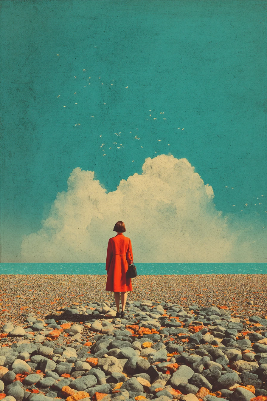 Colagem vintage surreal do sentimento de ser ignorado em tons suaves e oníricos