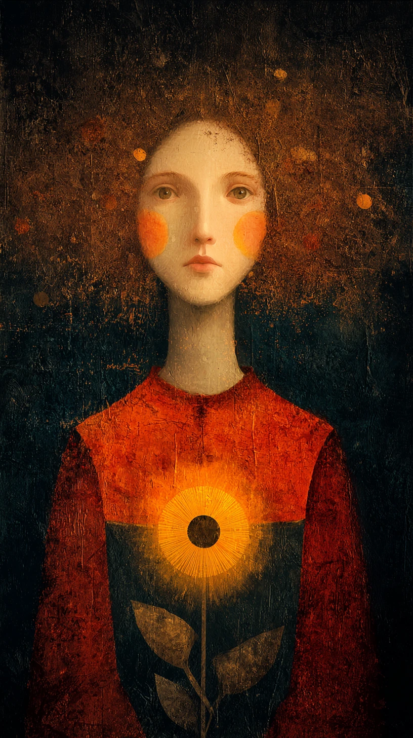 Alma guia surreal em cores quentes e abstratas