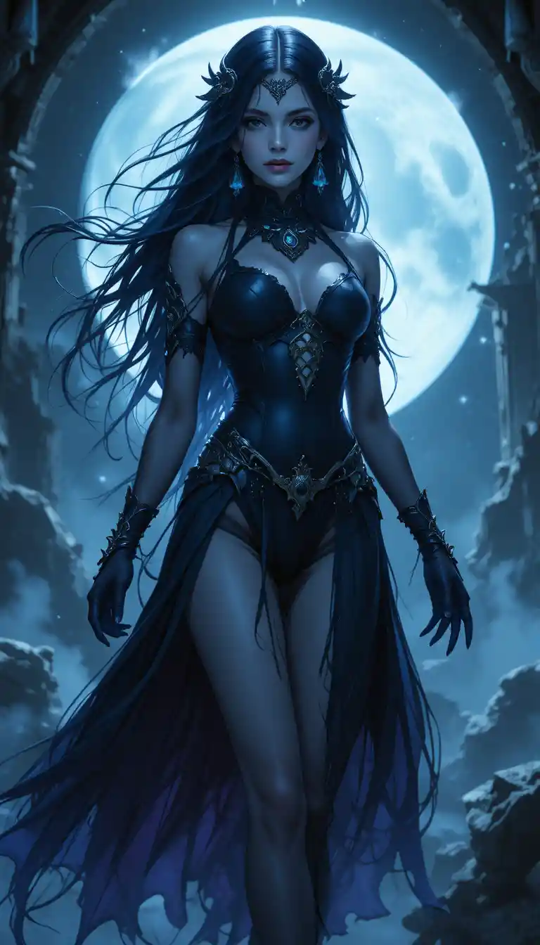 Giovane ragazza fantasma in stile anime in un mondo dark fantasy