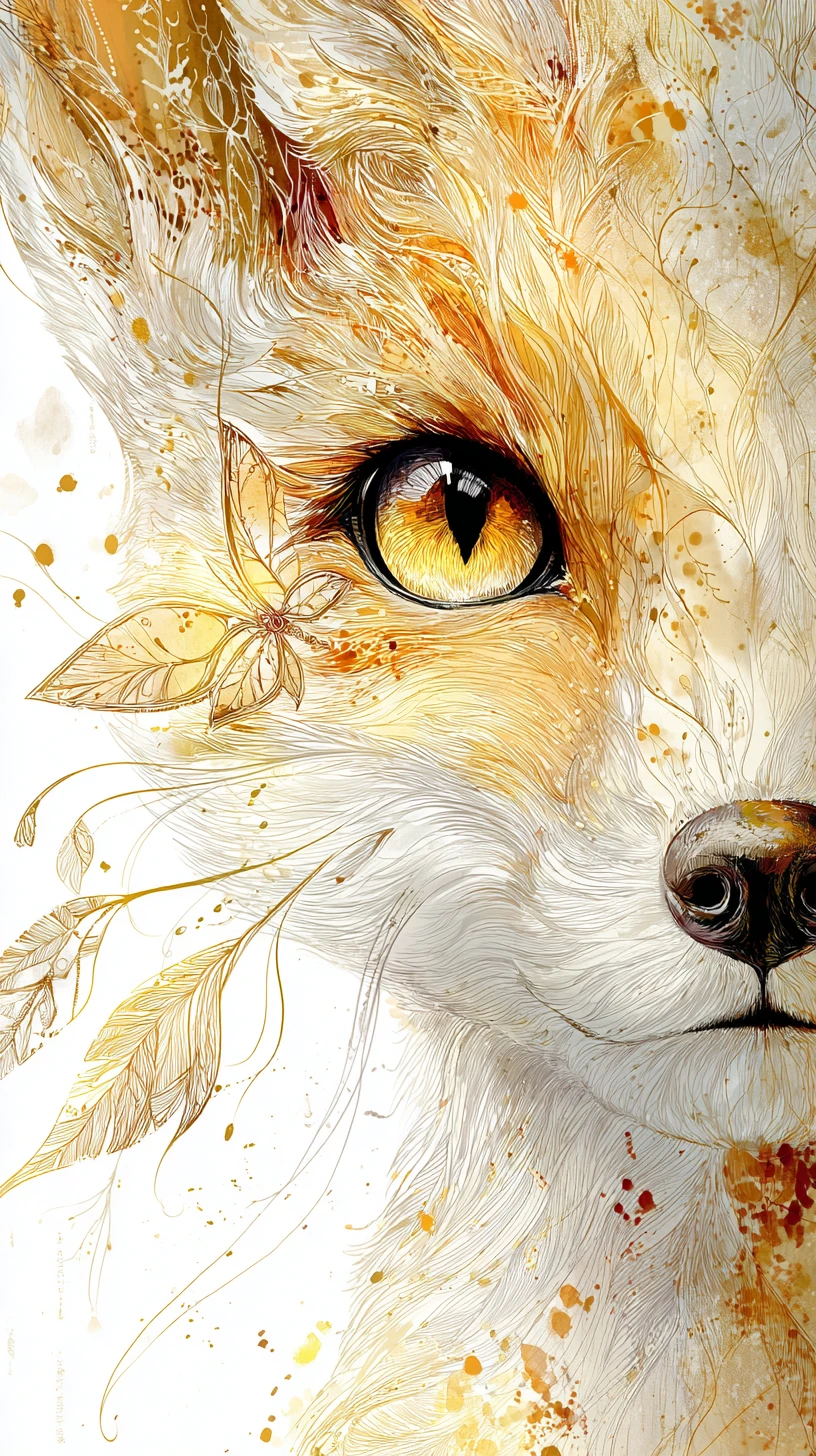 Portrait Féérique de Bébé Kitsune dans les Couleurs d’une Forêt d’Automne