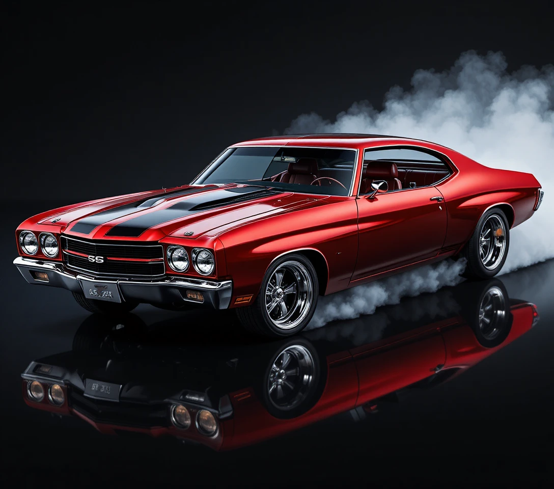 Carro-conceito Chevelle vermelho cereja com rodas cromadas