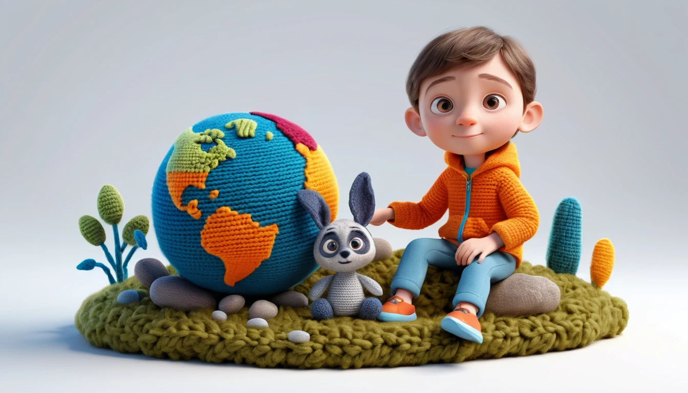 Cute tech heroine girl in a playful 3D fantasy world