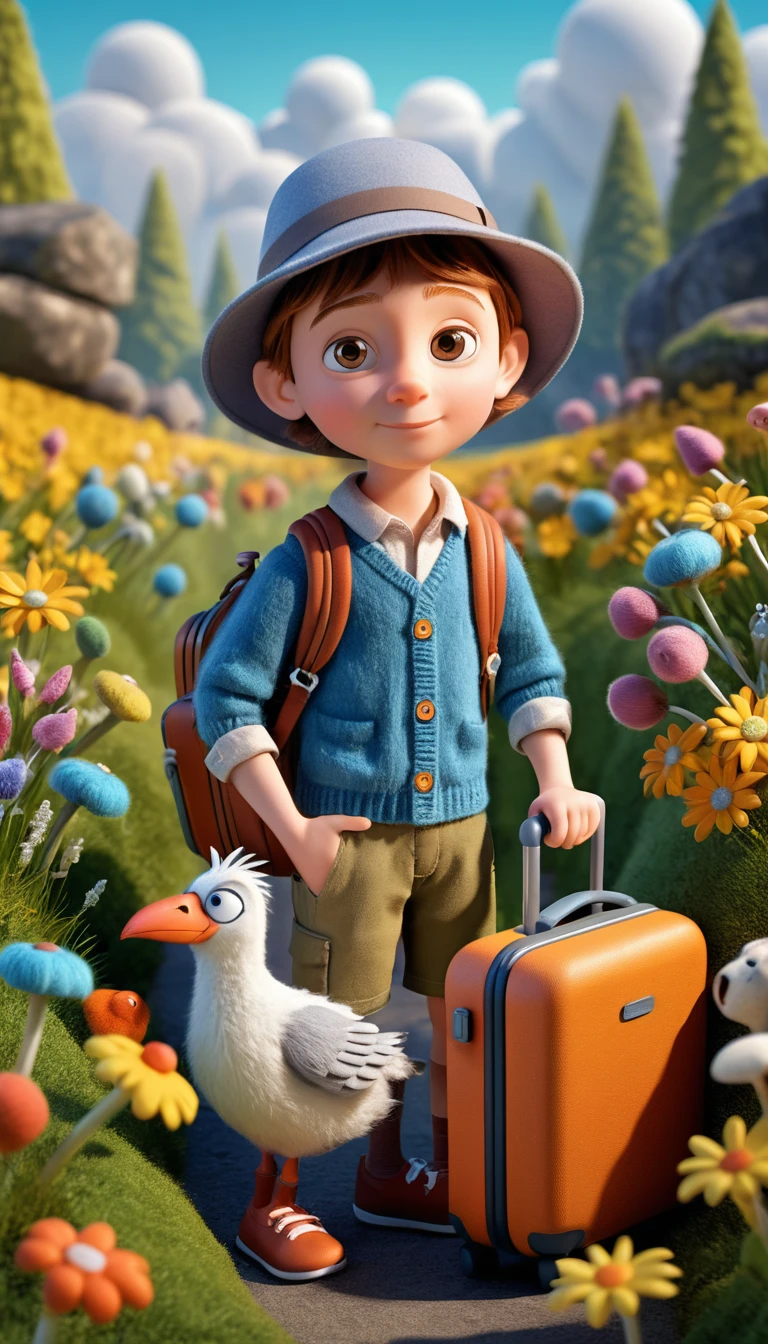 Heroína de tecnologia 3D fofa e infantil com amigos animais coloridos
