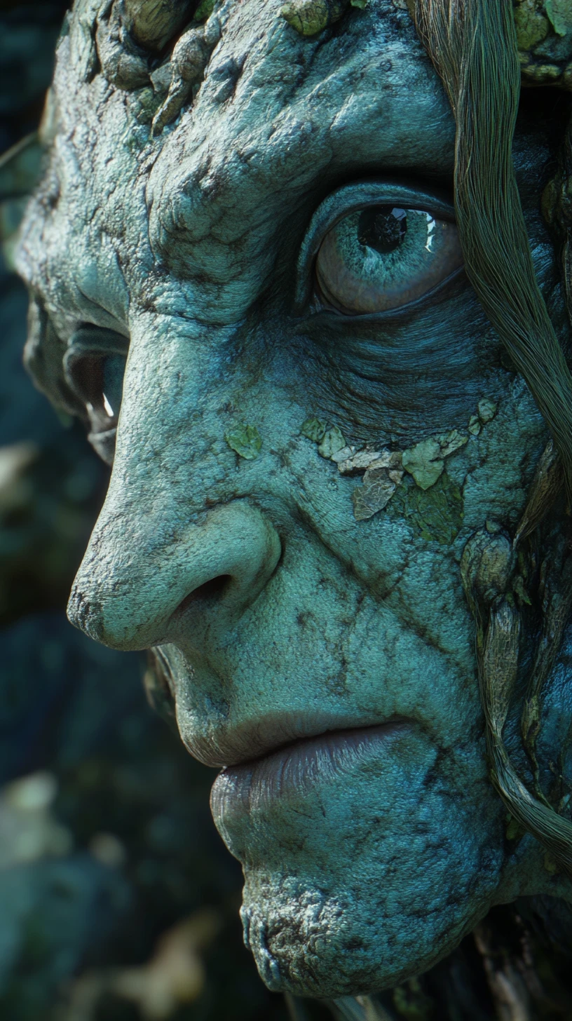 Gros plan d’un alien dans un monde de fantasy surréaliste