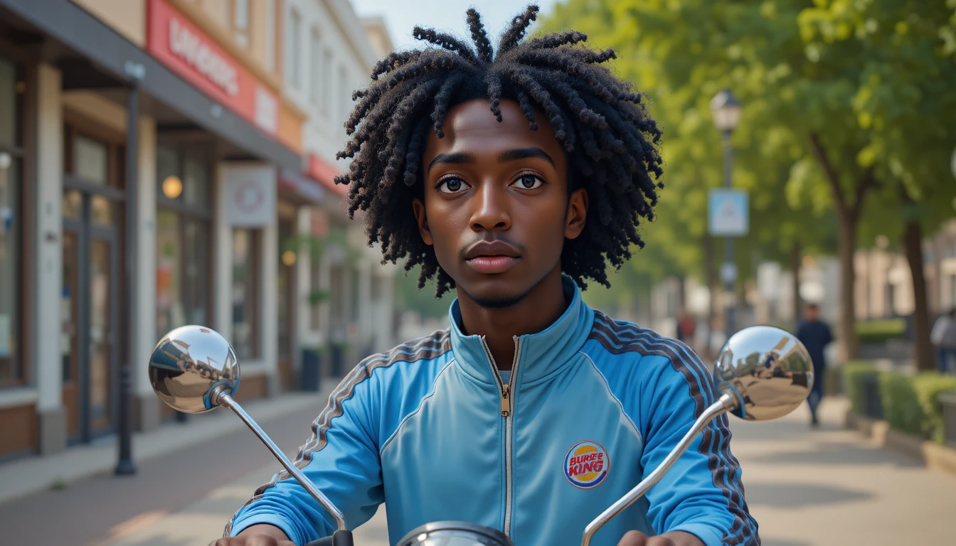 Ritratto di giovane uomo africano in outfit sportivo in una strada di città