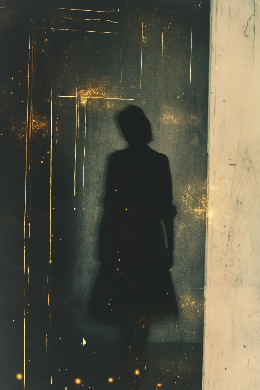 Melancholic doll in golden light within a quiet room