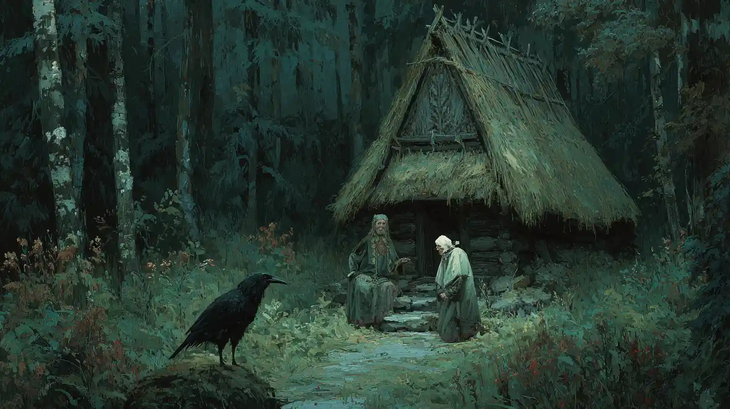 Witch Hut On Chicken Legs In A Dark Slavic Forest