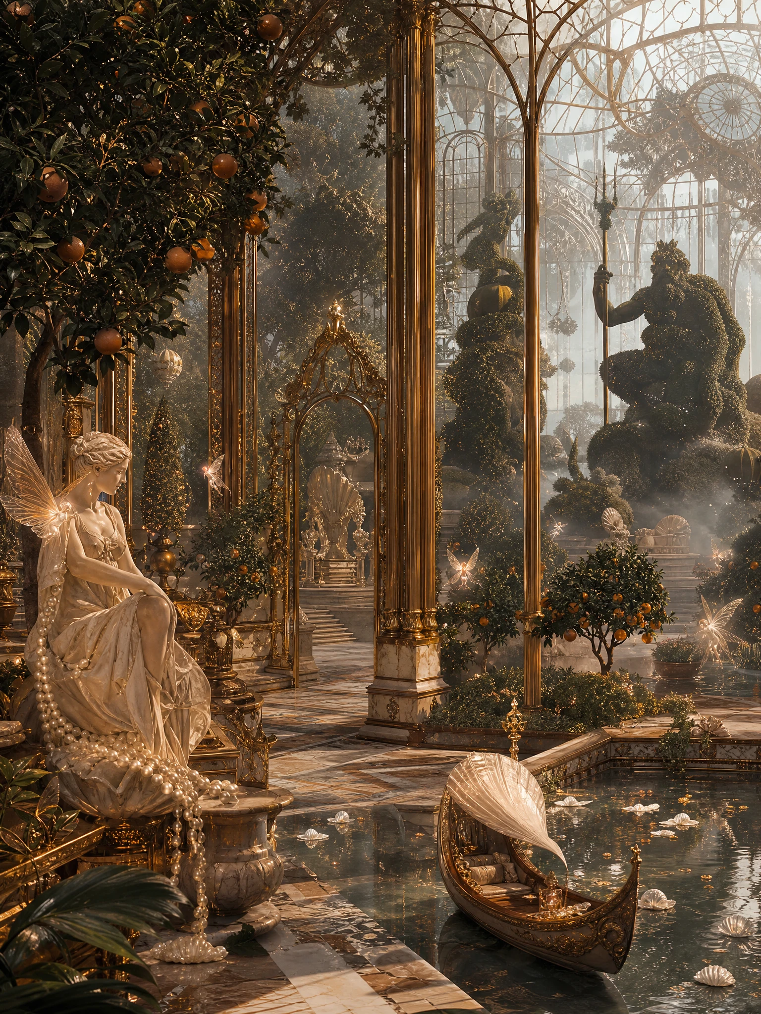 Orangerie de palais fantastique à l’atmosphère baroque de conte de fées