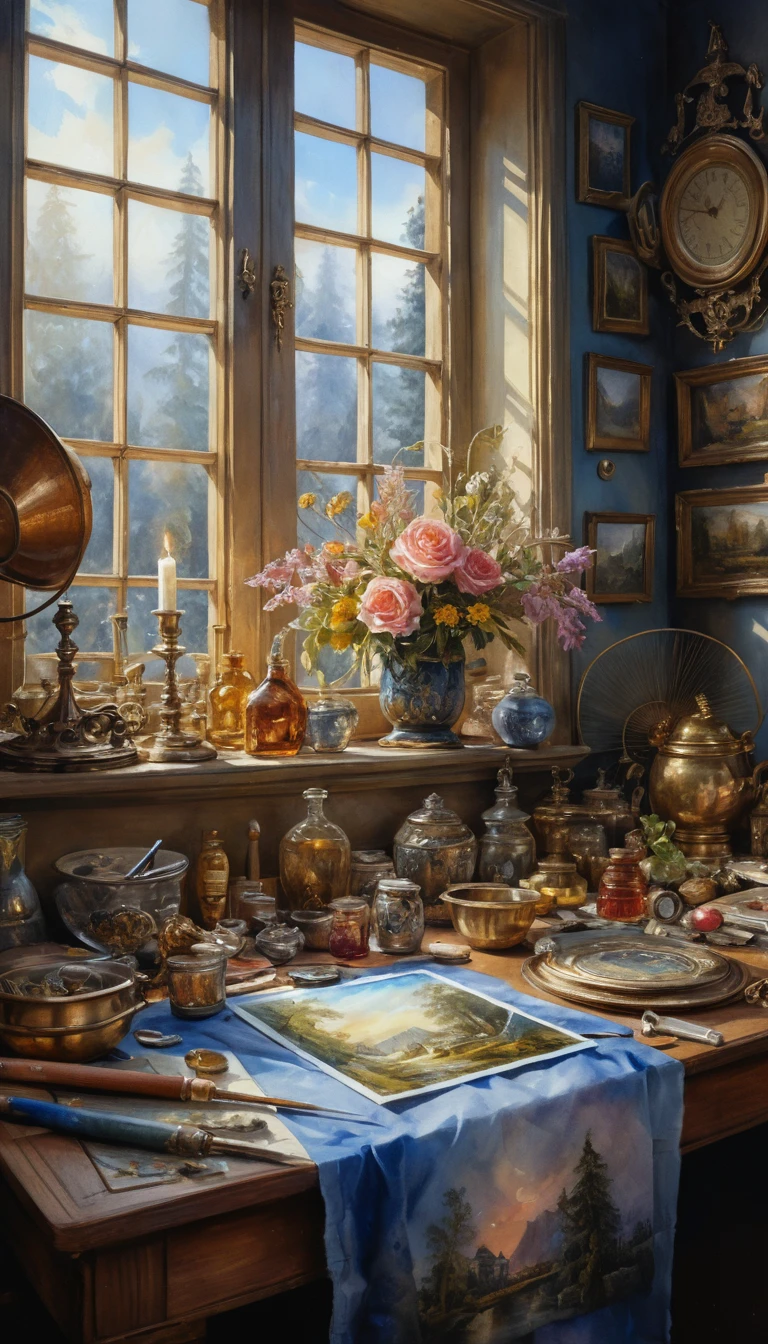 Magical enchanting watercolor painting with intricate details