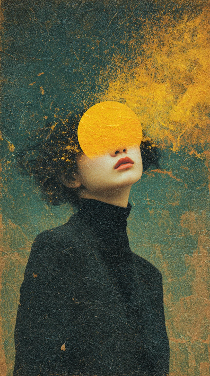Colagem surreal minimalista de alegria em estilo vintage onírico