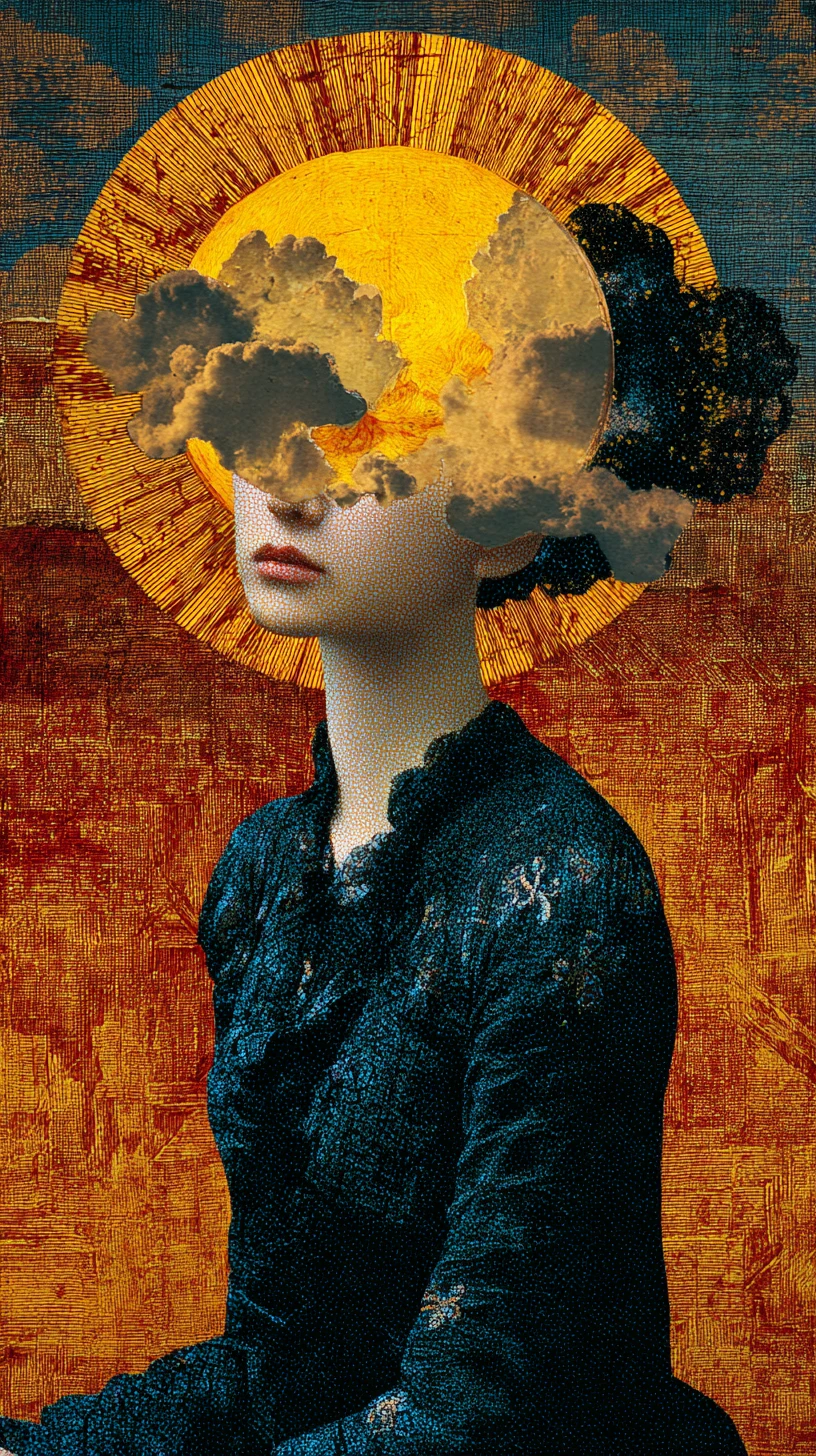 Colagem vintage surreal que expressa felicidade e alegria pessoais