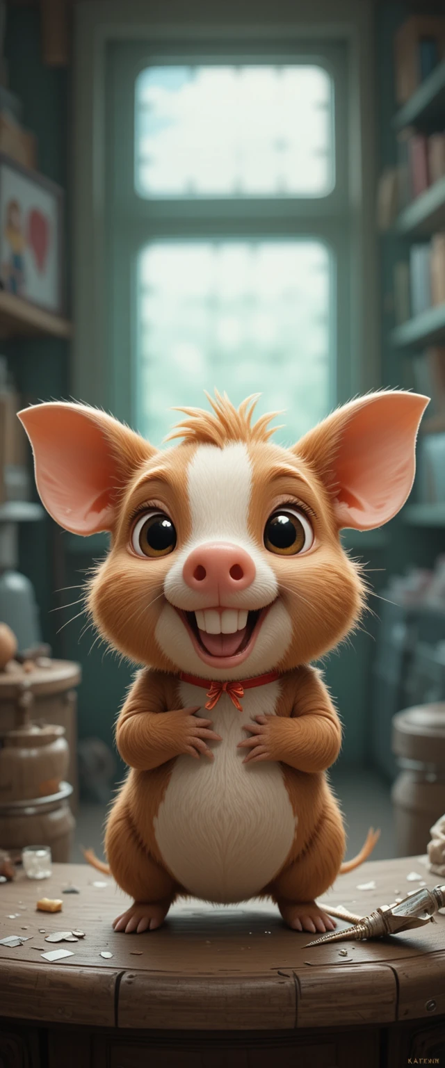 Porquinho apaixonado sonhando com o sorriso perfeito
