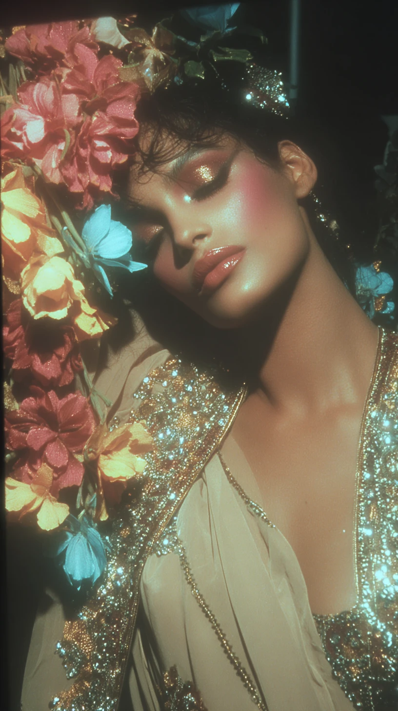 Retrato de moda fantasia surreal com cabelo luminoso em degradê