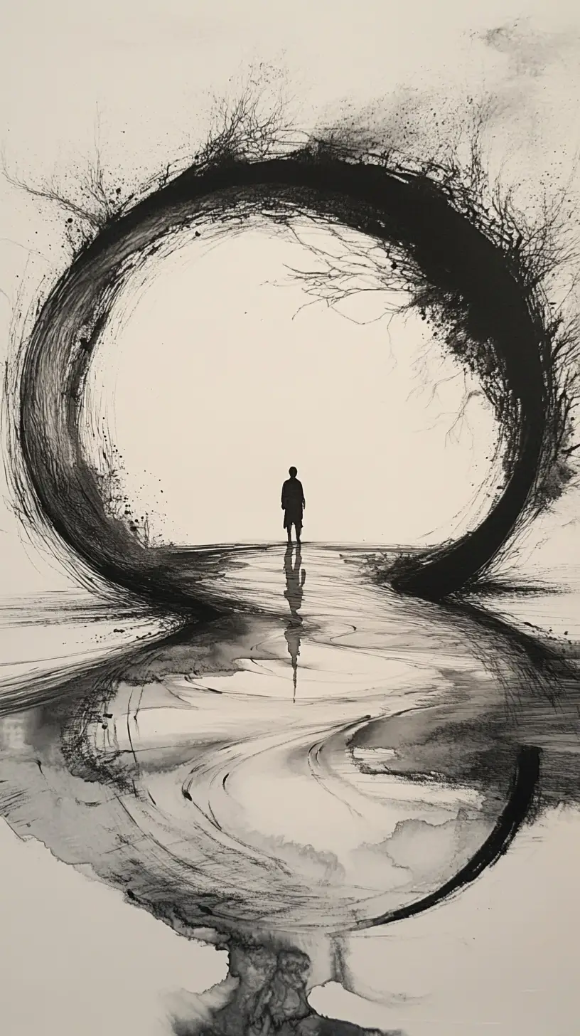Spilled Ink River Forming A Perfect Endless Circle